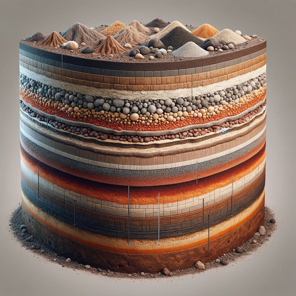 Here are the more realistic images depicting the cross-section of the earth's soil, showing various layers with detailed textures and colors that represent different soil densities.